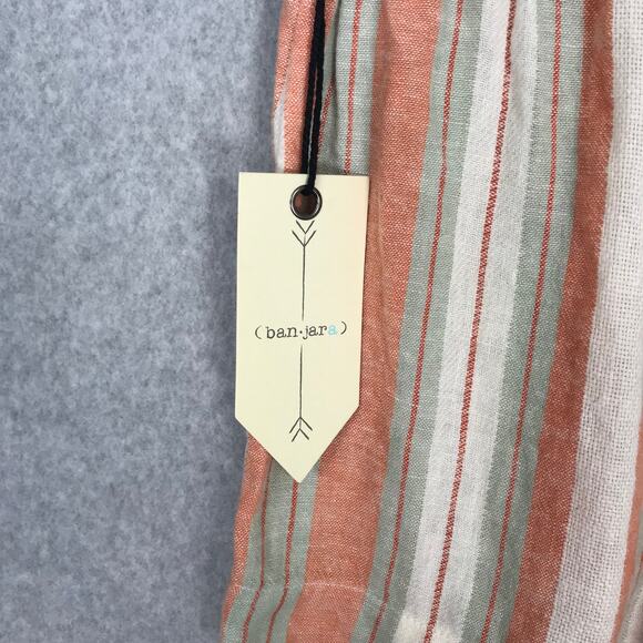 Banjara Shorts Medium Coral Cream Linen Pockets Pull On Resort Cruise Beach - Picture 5 of 10